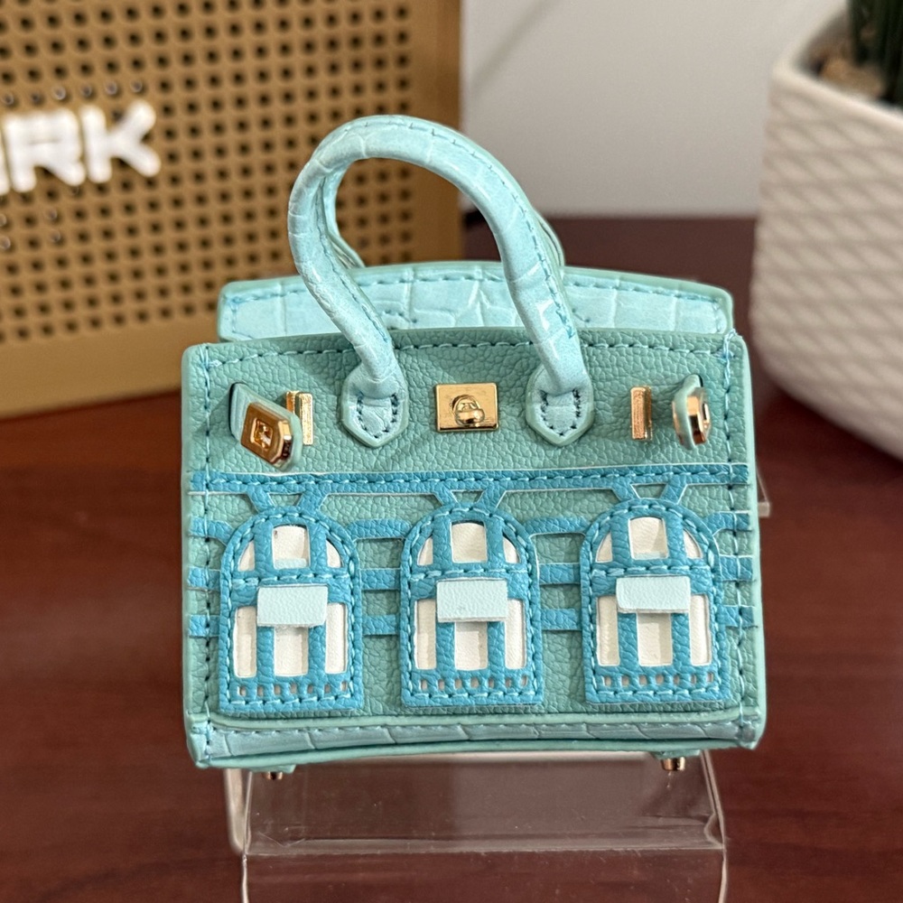New Mini Designer Cyan blue Handbag bag charm keychain - Picture 9 of 10